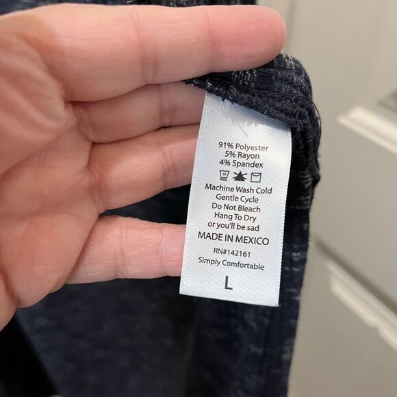 Lularoe Joy Vest Open Duster Size L Navy Blue Gray Side Slits Boho Sleeveless - Picture 6 of 10